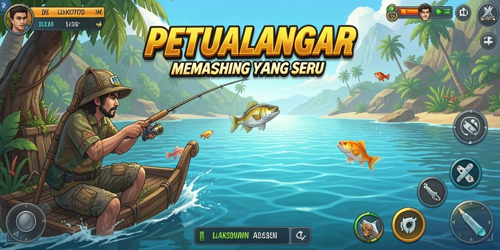 Gameplay seru LAKUTOTO dengan berbagai jenis ikan yang menunggu untuk ditangkap.