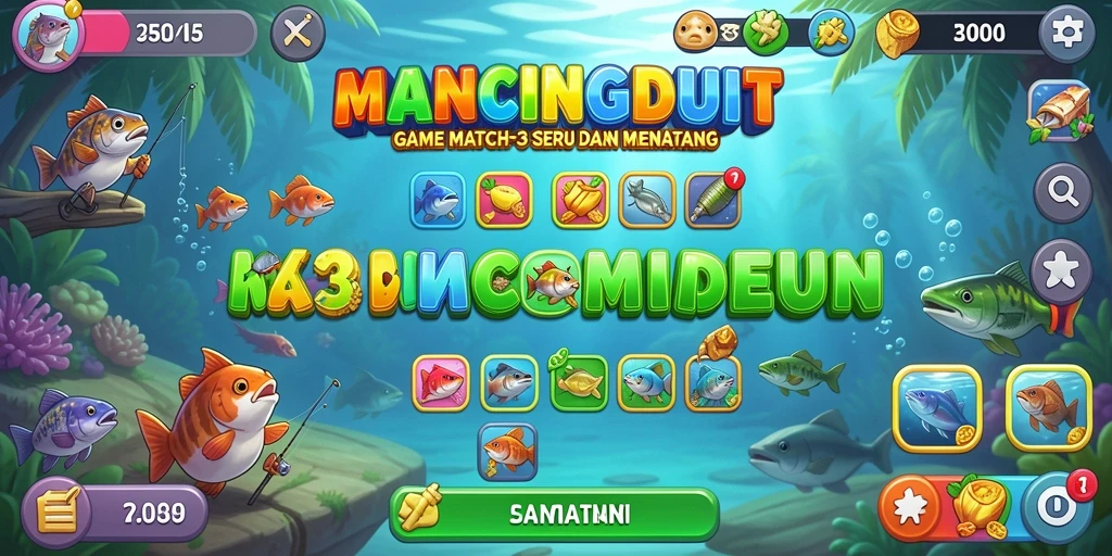 Screenshot gameplay MANCINGDUIT menampilkan aksi Match-3 yang seru.
