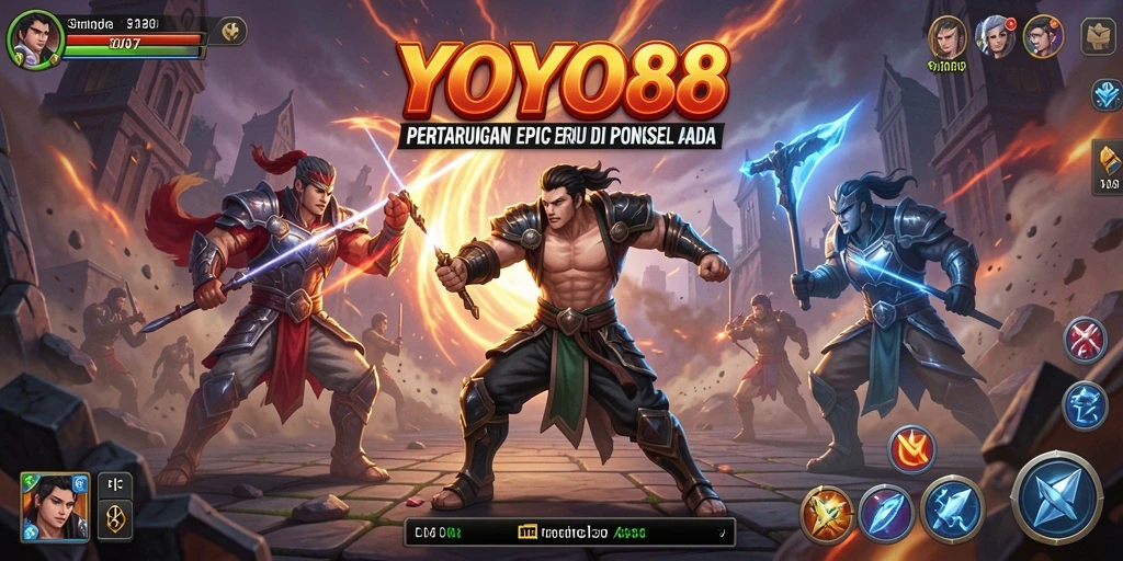 Tampilan gameplay pertarungan yang intens di dalam YOYO88.
